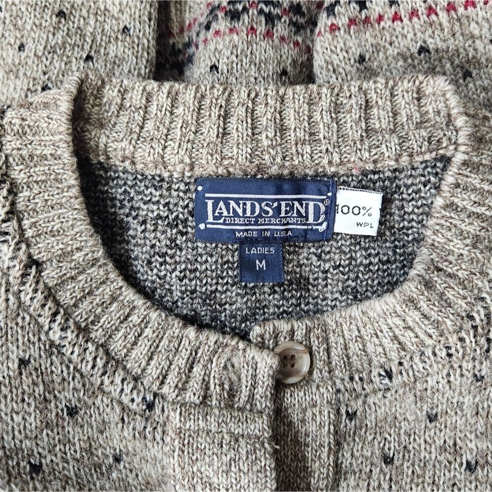 Lands' End 100% Wool Scottie Dog Lover Knit Cardigan - Picture 6 of 10